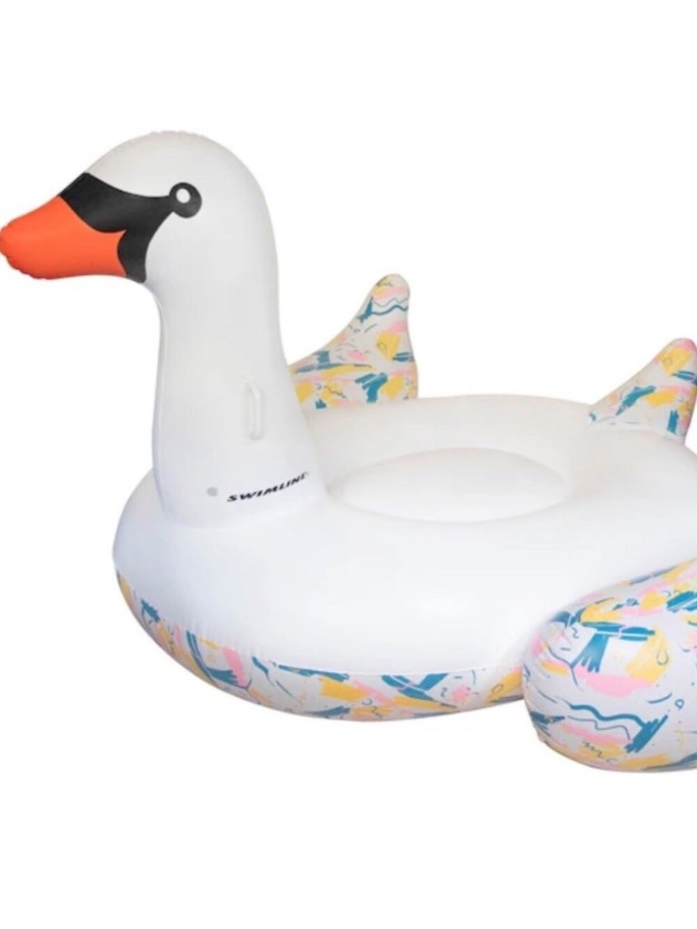Giant Inflatable Swan Ride-On Pool Float 75" Abstract Design By Swimline